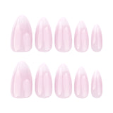 Pink and white gradual change wearable nail piece minimalist detachable nail art short almond repeatable wearable nail art wholesale｜365nails