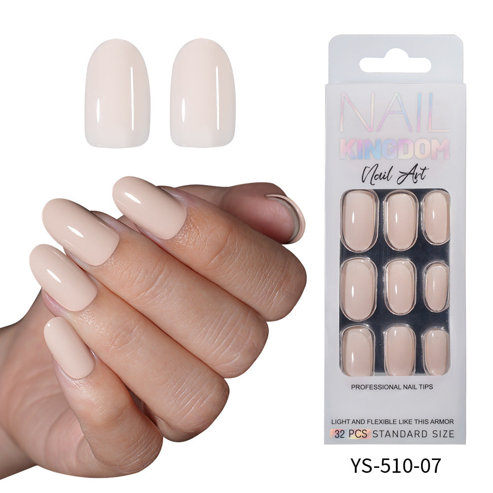 Popular solid color press on nails advanced sense versatile patch nail art short oval removable fake nail piece wholesale