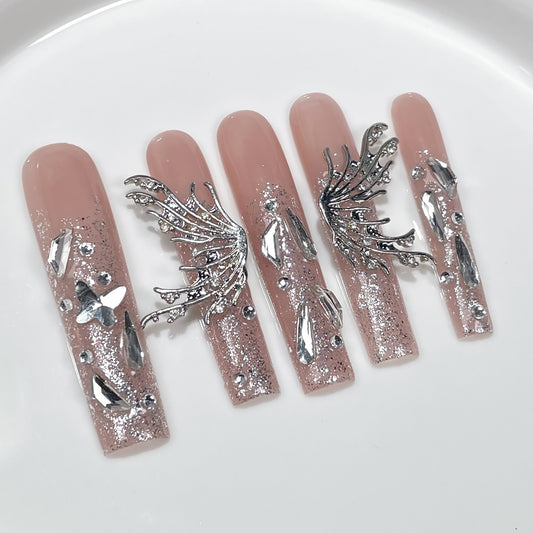 Sweet Cool Spice Girl Handmade Press-on Nails Explosion Heavy Industry Europe and America Super Long Water Pipe Nail Patch Wearable Nail Patch｜365nails