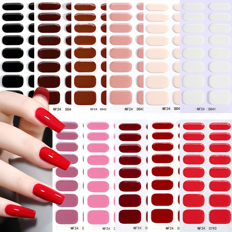 Semi-Cured Gel Nail Strips Minimal Solid Color Glossy Design (MOQ=3)