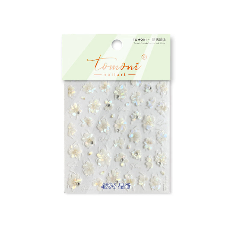 365nails: 全息櫻花配水鑽 美甲貼紙