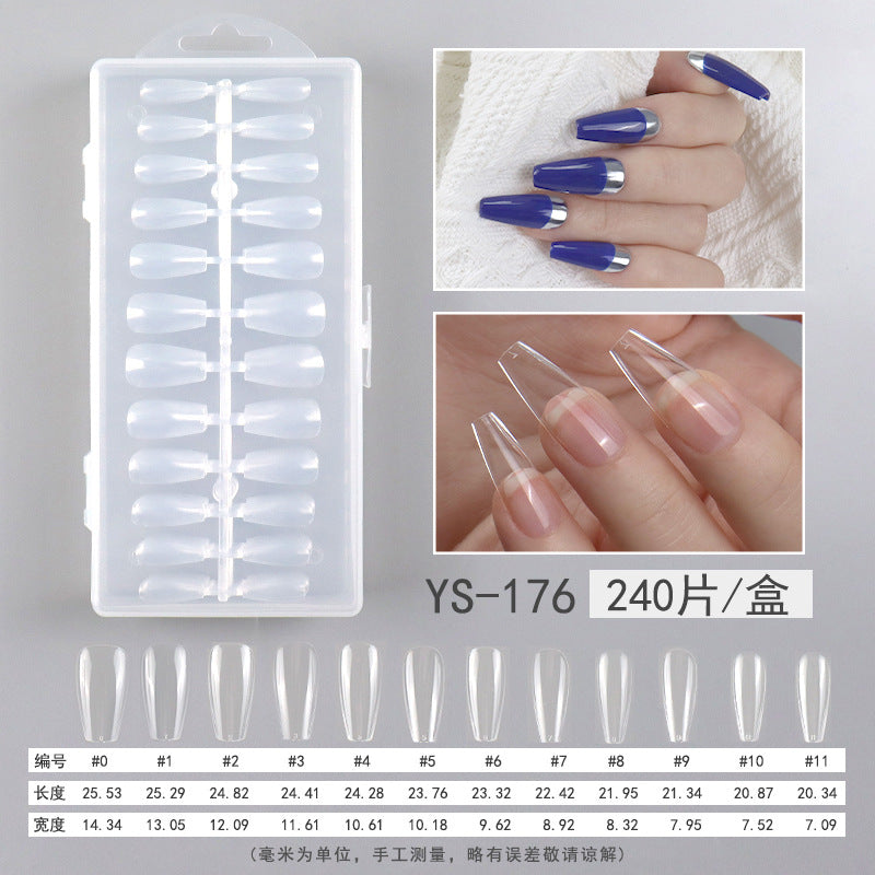 美甲沙龍用甲片／甲墊，透明梯形超薄無縫，240片盒裝 (MOQ=3)