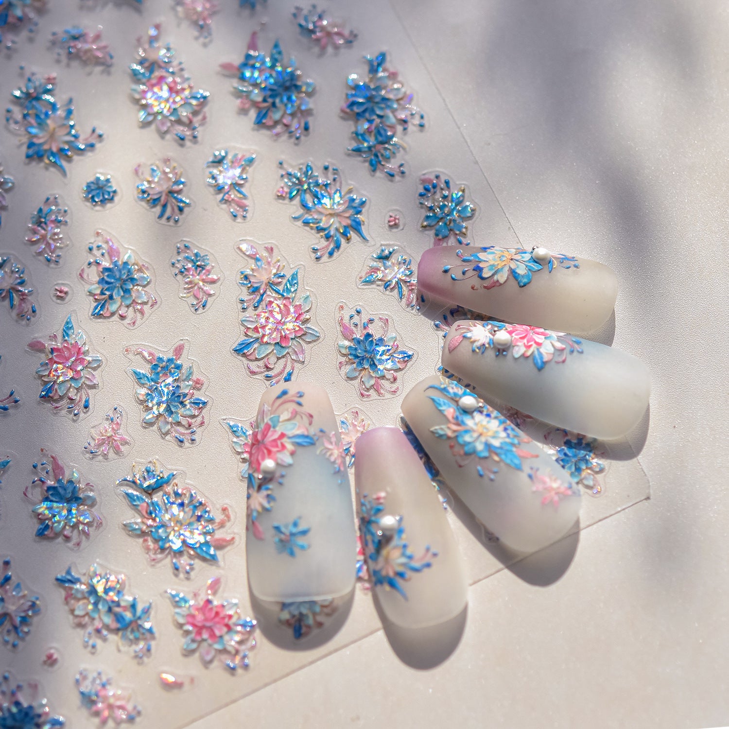 365nails : « Floral cristal holographique » – Autocollants pour ongles
