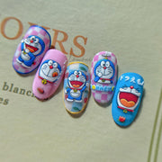 Doraemon Nail Stickers – 5D Embossed Classic Cartoon Set