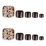 Leopard print cat eye manicure and pedicure simple short square toe nail chips