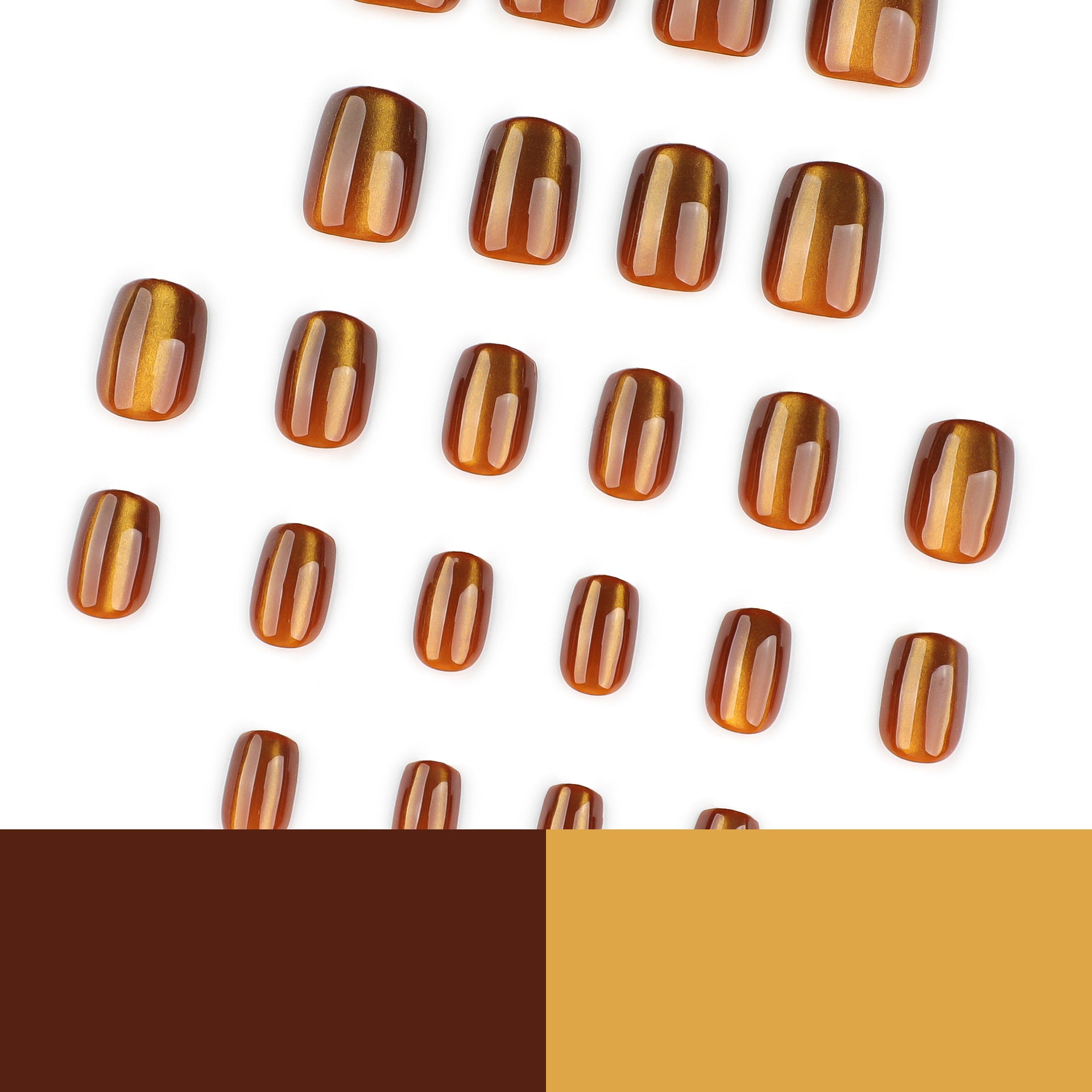 Shimmer Brown Cat-Eye Nails with Glossy Elegant Finish