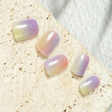 Kids press-on nails Self-adhesive smudge gradual change Symphony 24 pieces square head wholesale spot