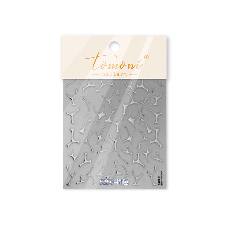 Gold Foil Art Line Collection: "Minimalist Gold Foil Art Line" – 3D Embossed Nail Sticker