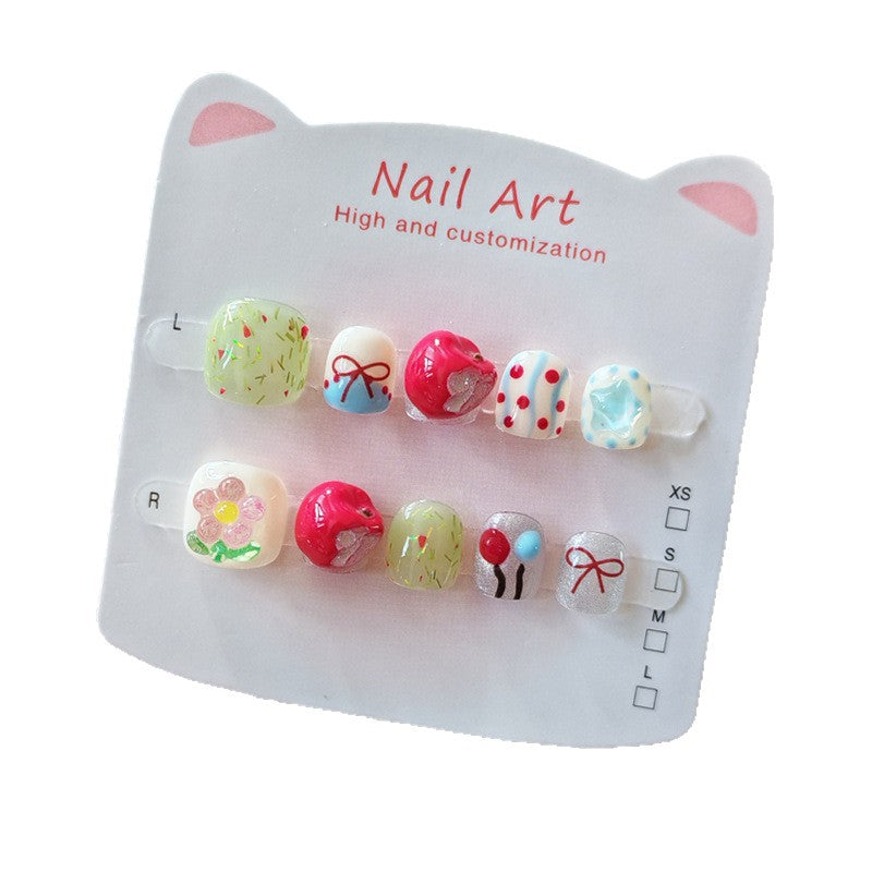 365nails: 童趣遊樂園 — 短款 圓形 手工製 兒童穿戴甲