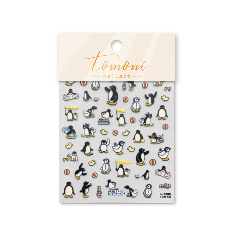 Cute Penguin Family – Sweet Cartoon Nail Art Stickers
