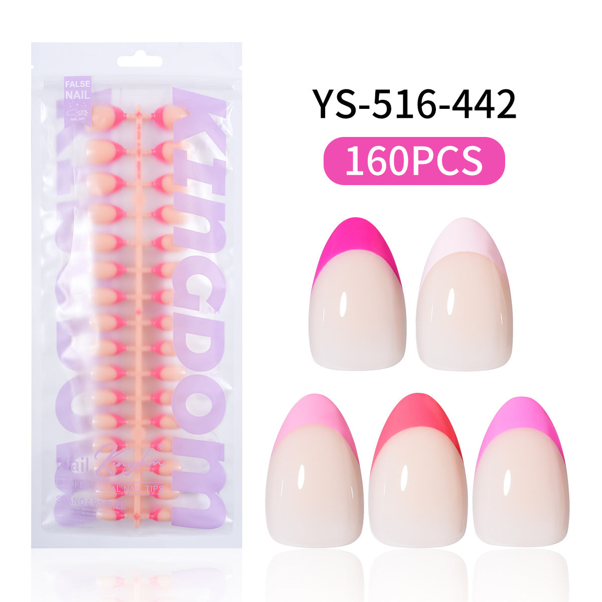 Pontas de unhas Unhas postiças francesas de cinco cores Produto acabado Unhas postiças nuas Unhas falsas sem marcas e avançadas, simples e removíveis, atacado de nail art pré-fabricada (MOQ=3)