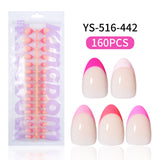 Nail Tips Press on nails French five-color finished product Naked fake nails Traceless advanced simple removable prefabricated nail art wholesale