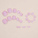 Press-on toenails pink girl manicure matte texture flash press-on nails glitter powder big sequins Press-on toenails nail sweet sister nail piece nail｜365nails