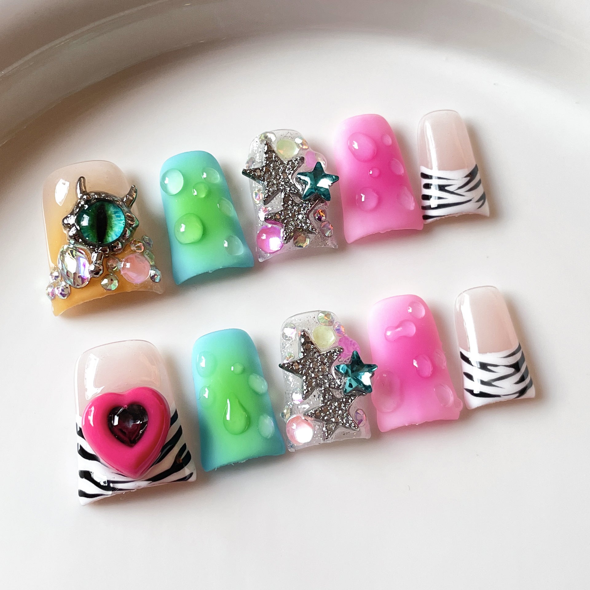 Duck bill nail sweet cool hot girl blush nail personalized ice through handmade press on nails pure handmade factory wholesale｜365nails