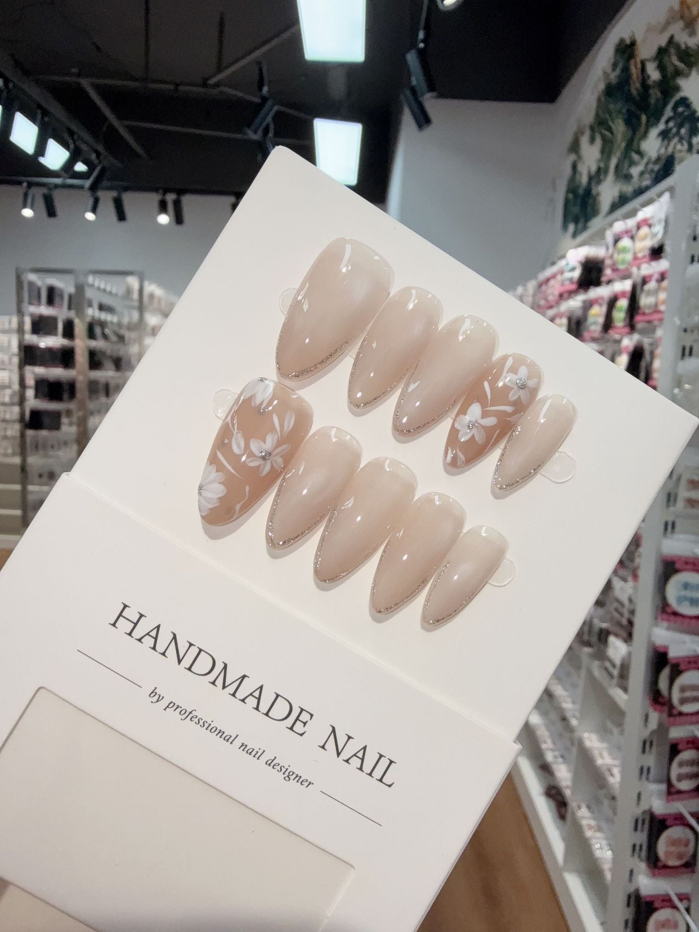 365nails: "Whispering Bloom" – 3D Floral Handmade Almond Nails