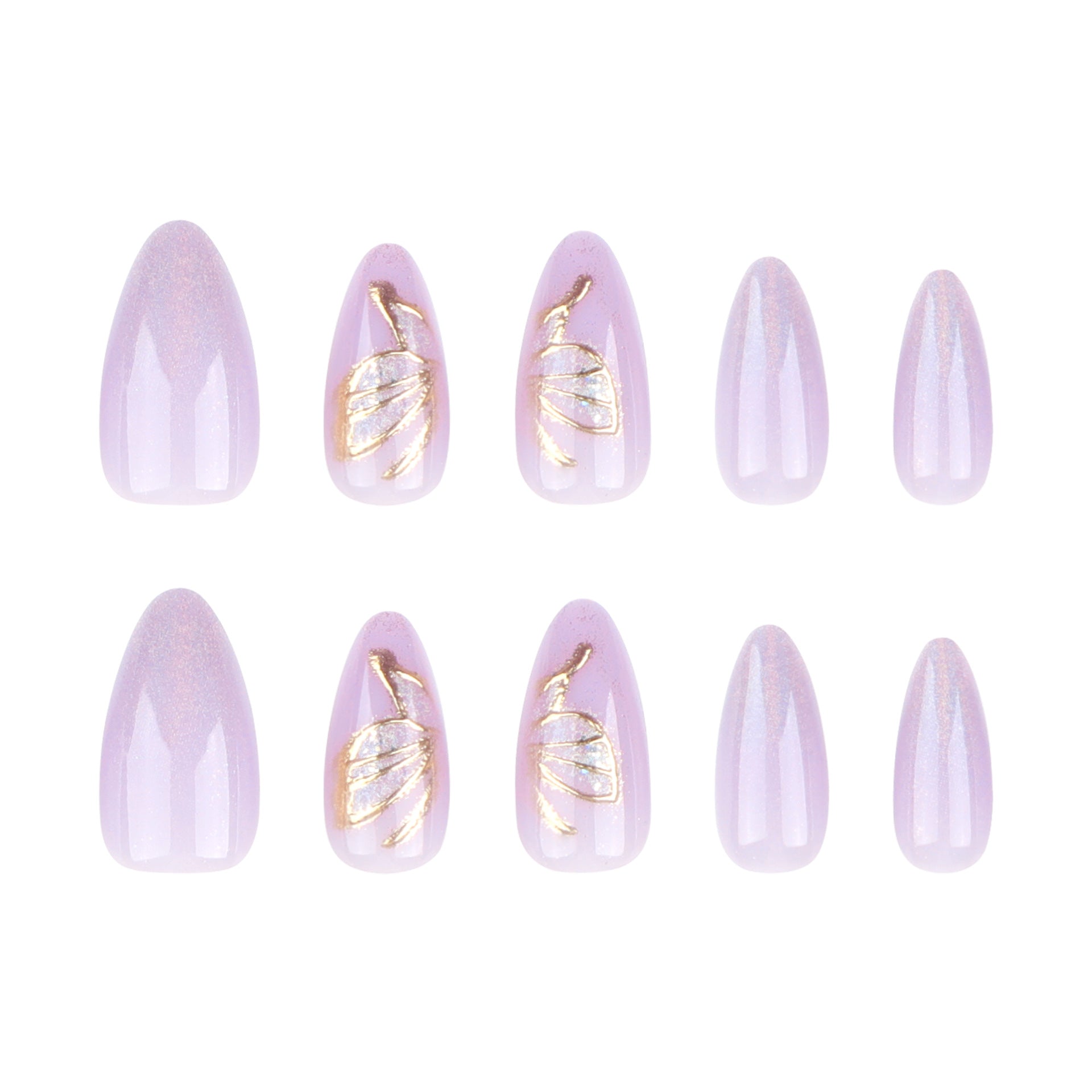 魔鏡粉甲片 批發 — 紫色純色簡約款＋金色蝴蝶美甲甲片｜365nails