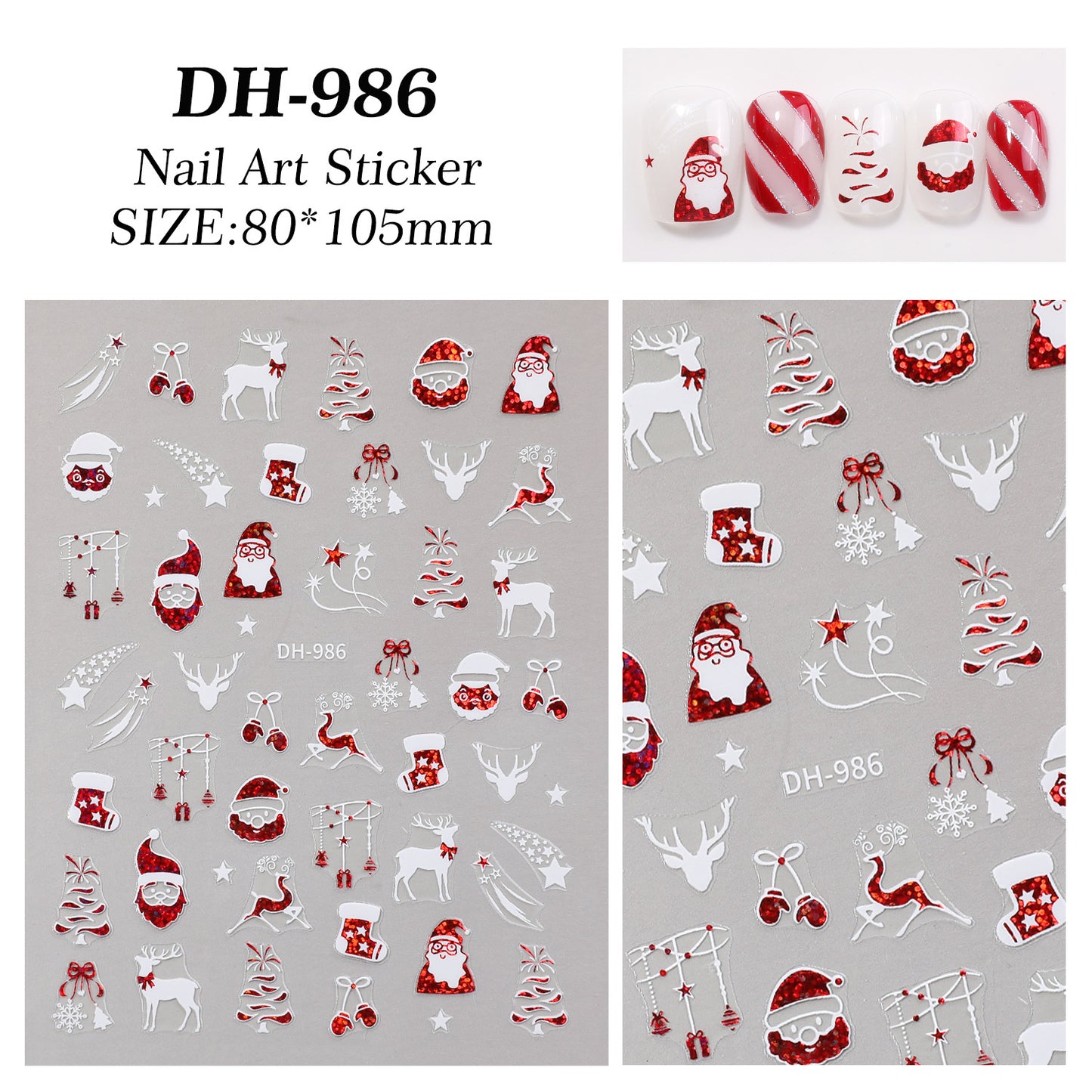 Christmas Series Nail Sticker Flat Belt Adhesive Christmas Snowman Elk Nail Art Sticker Ornament DH