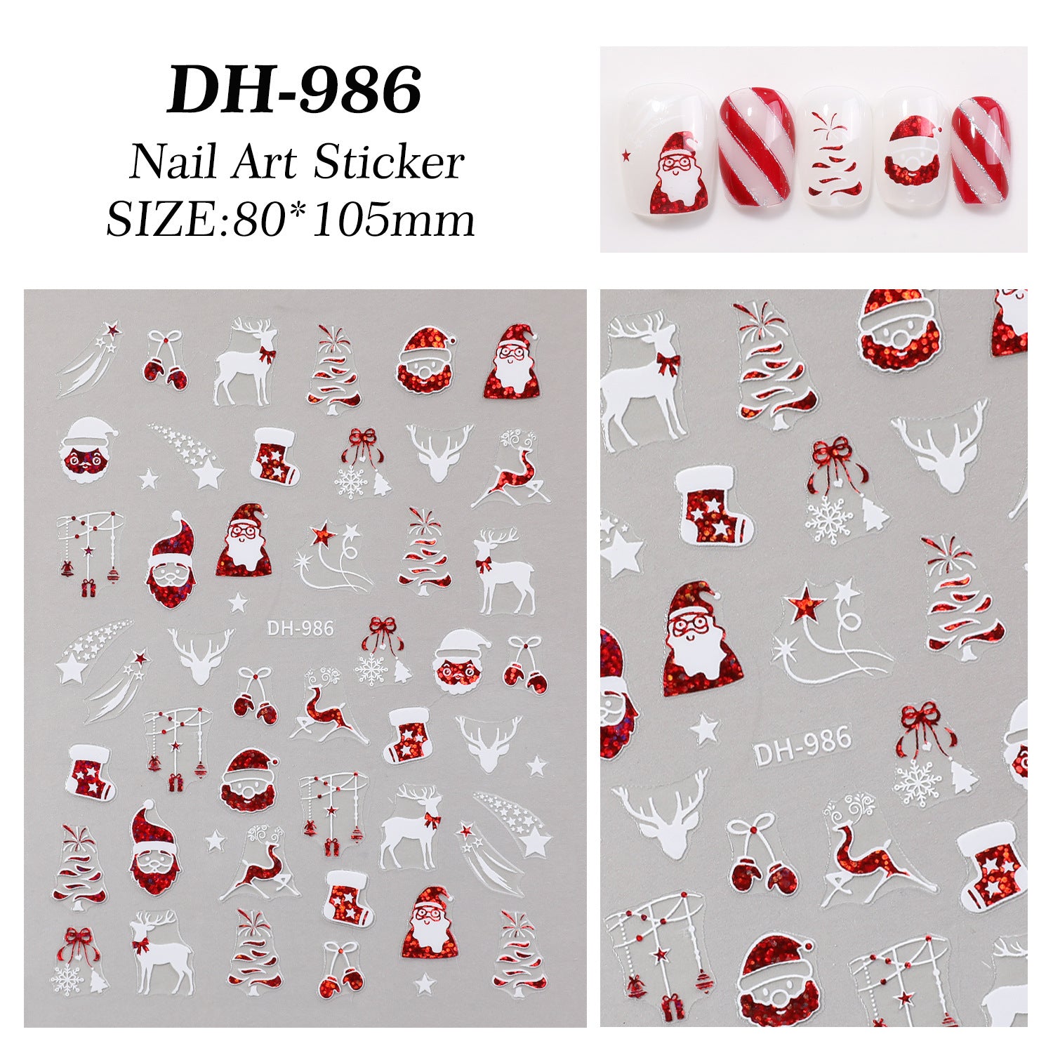 Christmas Series Nail Sticker Flat Belt Adhesive Christmas Snowman Elk Nail Art Sticker Ornament DH