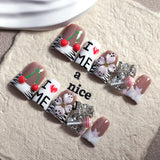 Cute Cherry Letter Star Embellished Press On Nails