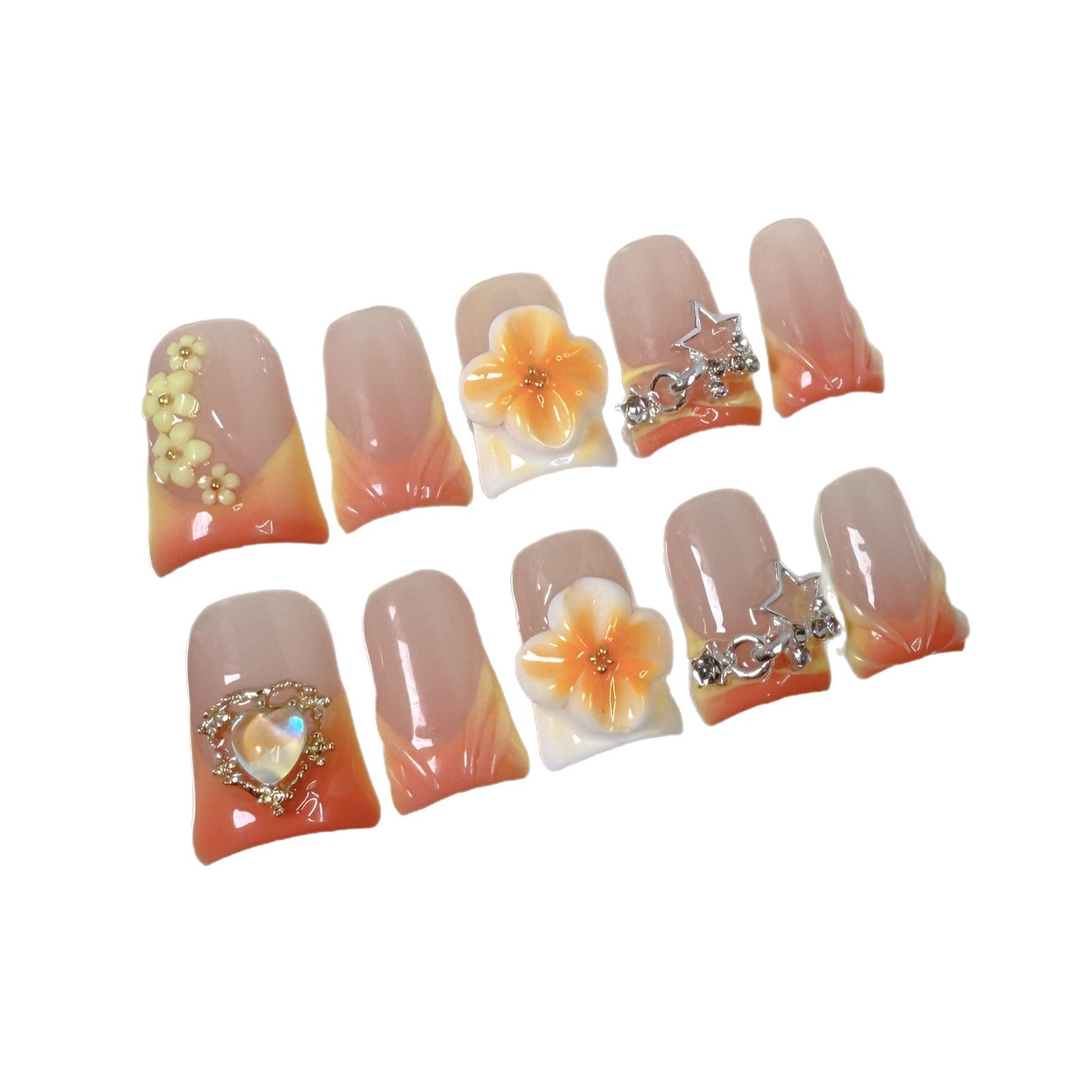 Unhas de bico de pato transparentes, escultura tridimensional francesa, sentido avançado, unhas postiças artesanais, atacado｜365nails