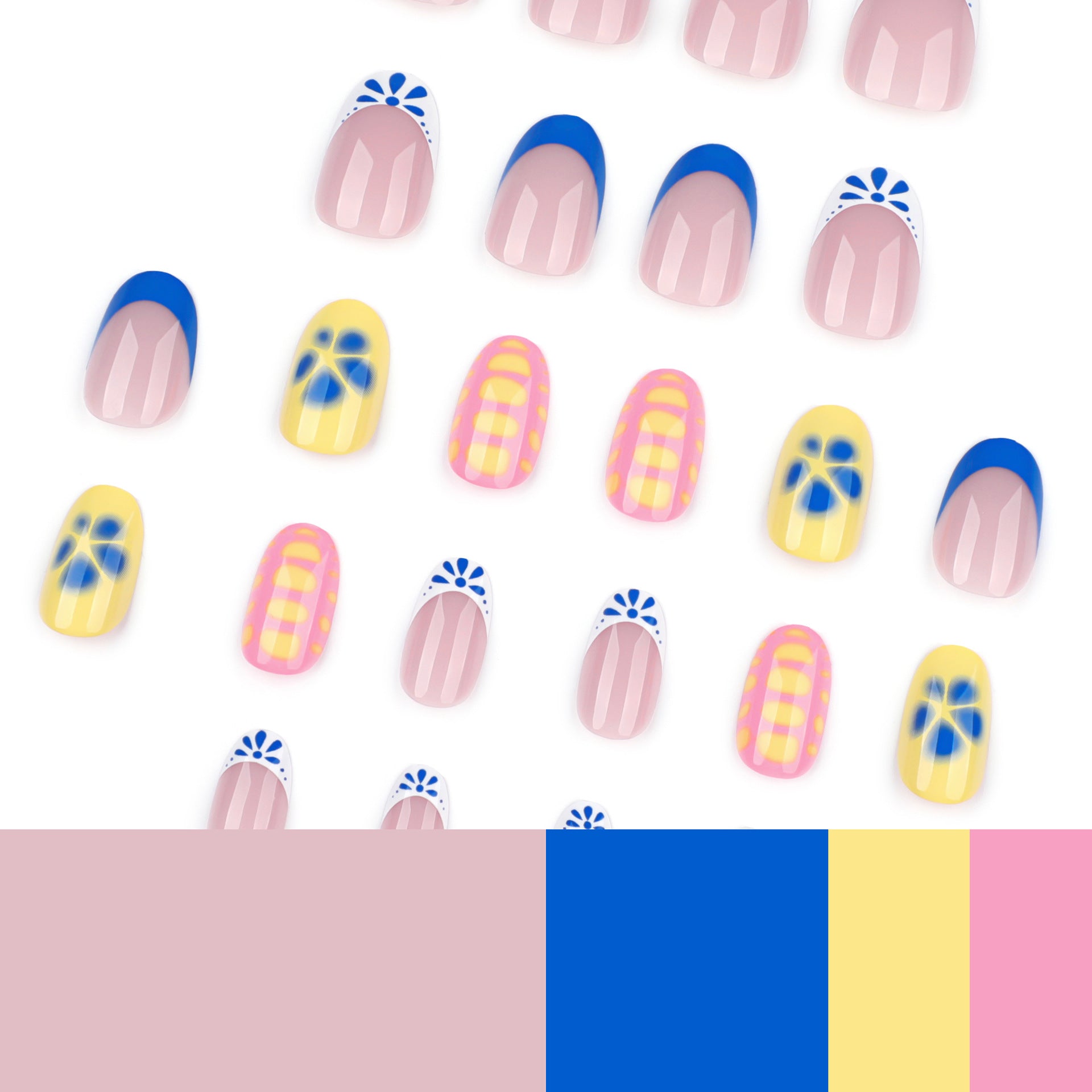 Foreign trade hot-selling wearable fake nails short short round manicure pieces French simple wearable fake nails