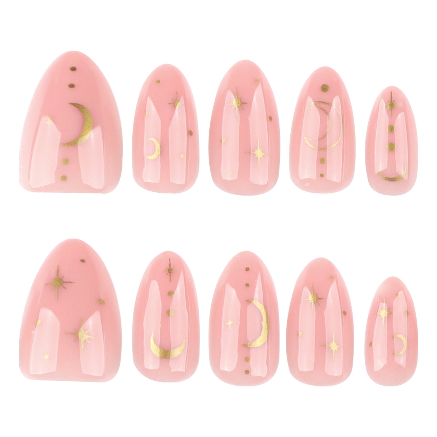 Star and Moon Simple Short Almond Shape press-on nails