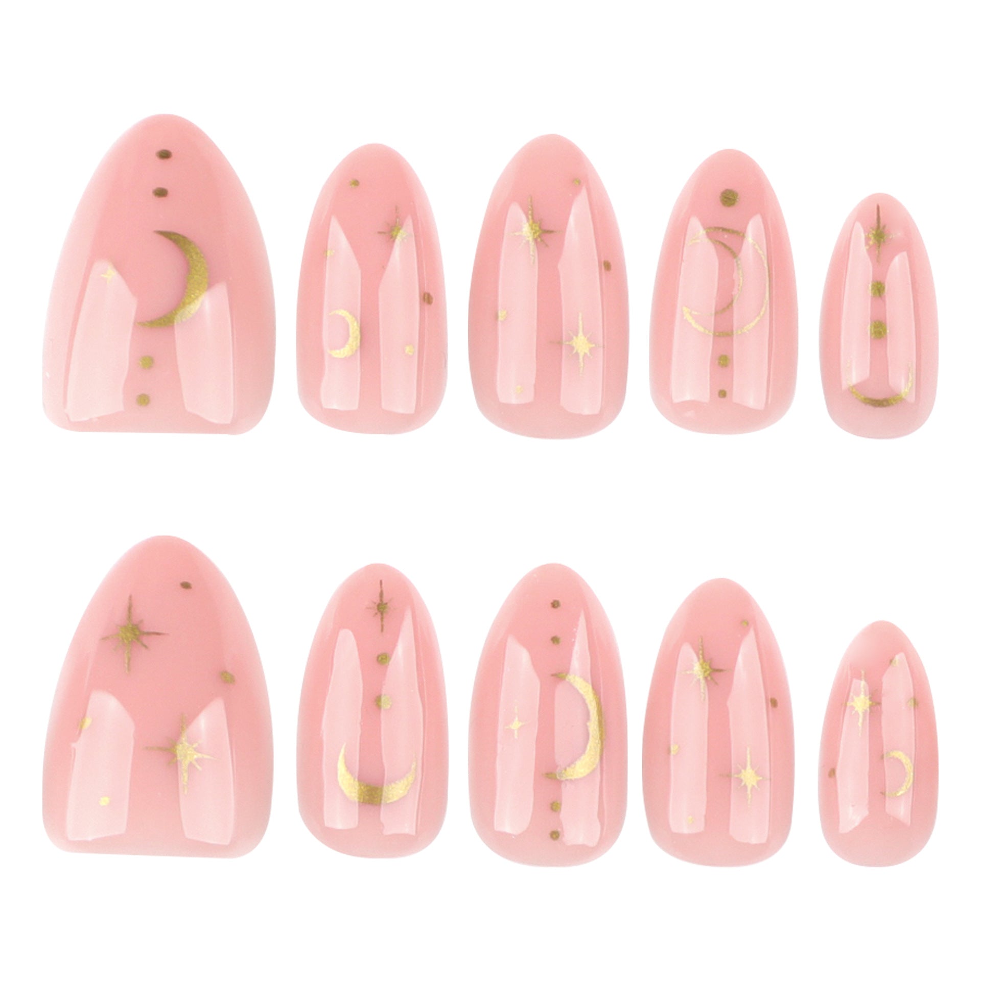 Star and Moon Simple Short Almond Shape press-on nails