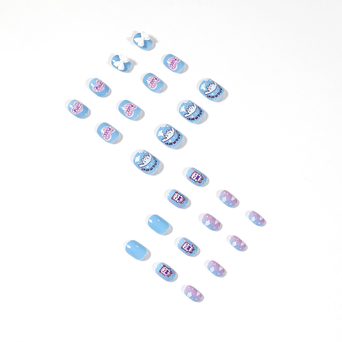 Uñas postizas Dream Sweetheart Bear, terminadas, removibles, venta de fábrica | 365nails