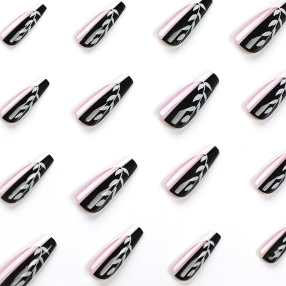 hot nail art wearing French  fake nail ballet nail art film press on nail｜365nails