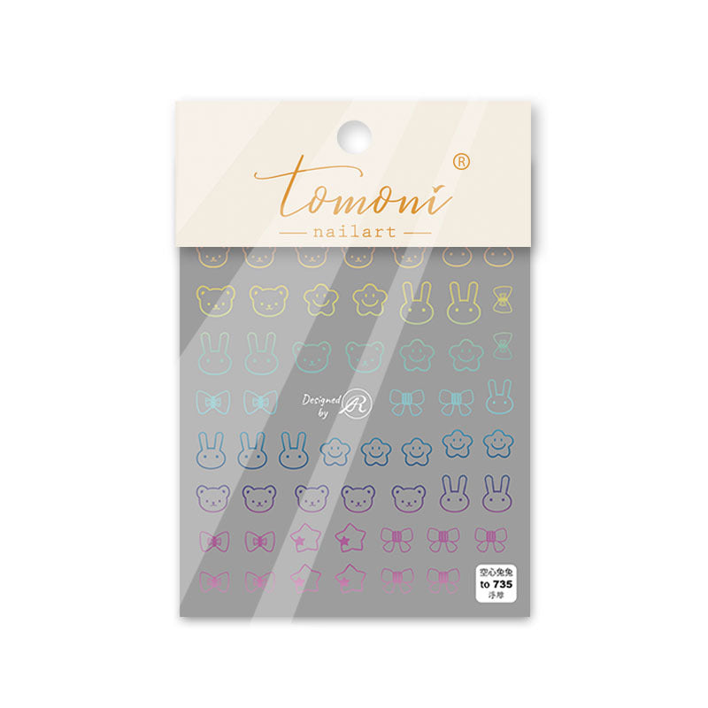 Holographic Pink Bunny Nail Stickers – 5D Embossed Cute Animal Set
