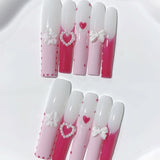 Sweet Heart Bow French Gradient Press On Nails