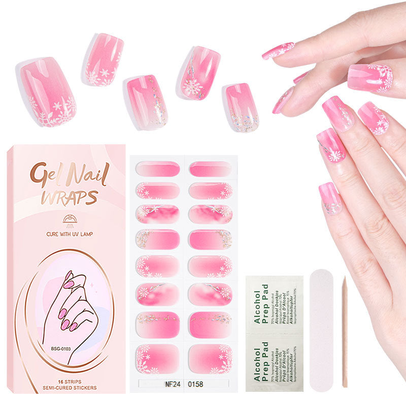 Semi-Cured Gel Nail Strips French Gradient Soft Glossy Design (MOQ=3)