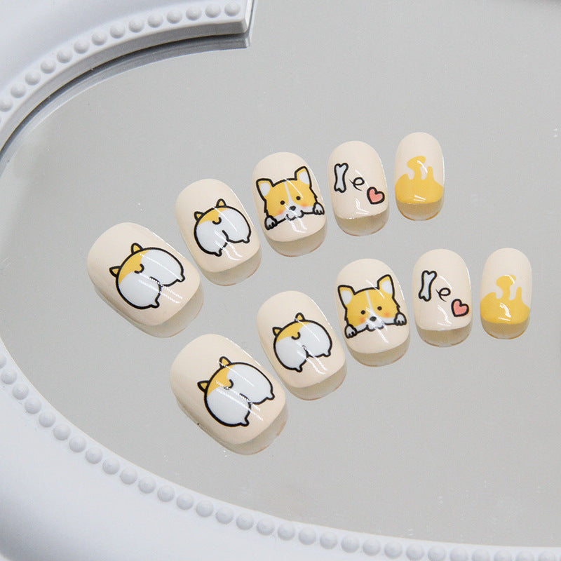 Cute Corgi Puppy Removable Love kids nails｜365nails