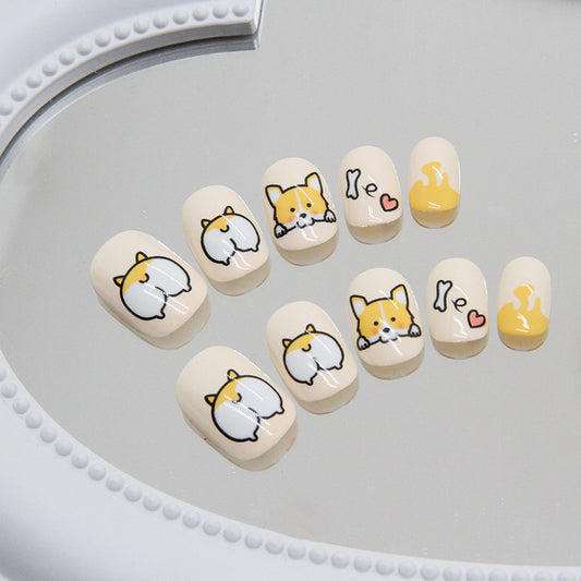 Cute Corgi Puppy Removable Love kids nails｜365nails