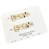 365nails Minimalist: "Creamy Noir" – Short Square Black Line Art & Gold Accents Press On Nails 24pcs