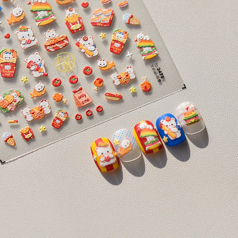 365nails: "Fast Food Bear Party" – nail art stickers