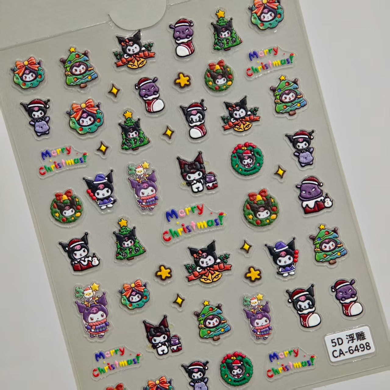 Sanrio Christmas Series Nail Art Sticker 5D Embossed Hello Kitty Melody Kulomi Nail Sticker CA