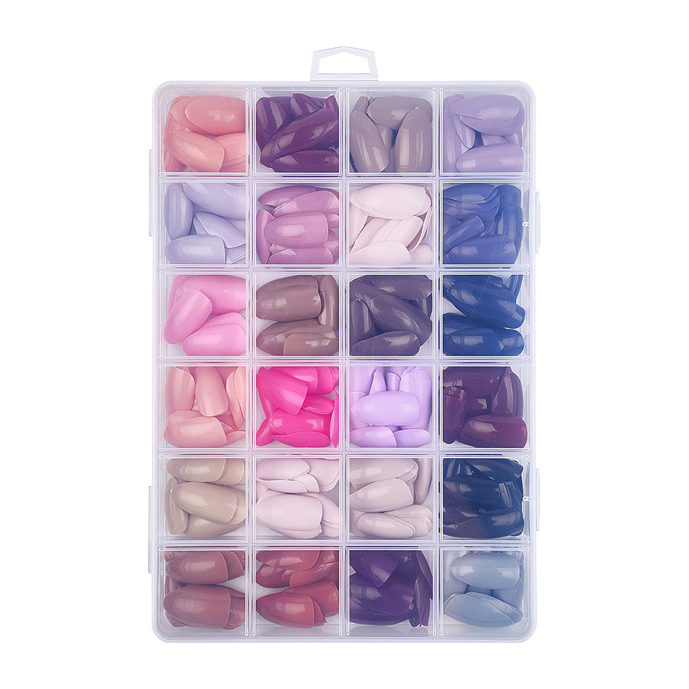 Nail Tips press on nails solid color 24 palace grid simple and versatile water drop patch nail art removable fake nail manufacturer customization