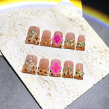 Brown Leopard Floral Duckbill Press On Nails