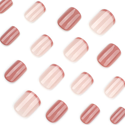 Unhas postiças quadradas curtas francesas, unhas postiças de pressão, atacado de unhas ｜365nails