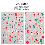 Cute Christmas Snowman Nail Art Sticker 5D Embossed Three-dimensional Santa Claus Elk Nail Sticker Ornament CA