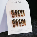 [Solid color] Minimalist wind TK popular ins wind monochrome ten fingers quicksand manual flow hemp press on nail