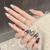 Silver Black Cross Gothic Press On Nails