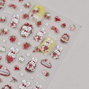 365nails: "set gaufré fraise et lapin" – Autocollants pour ongles