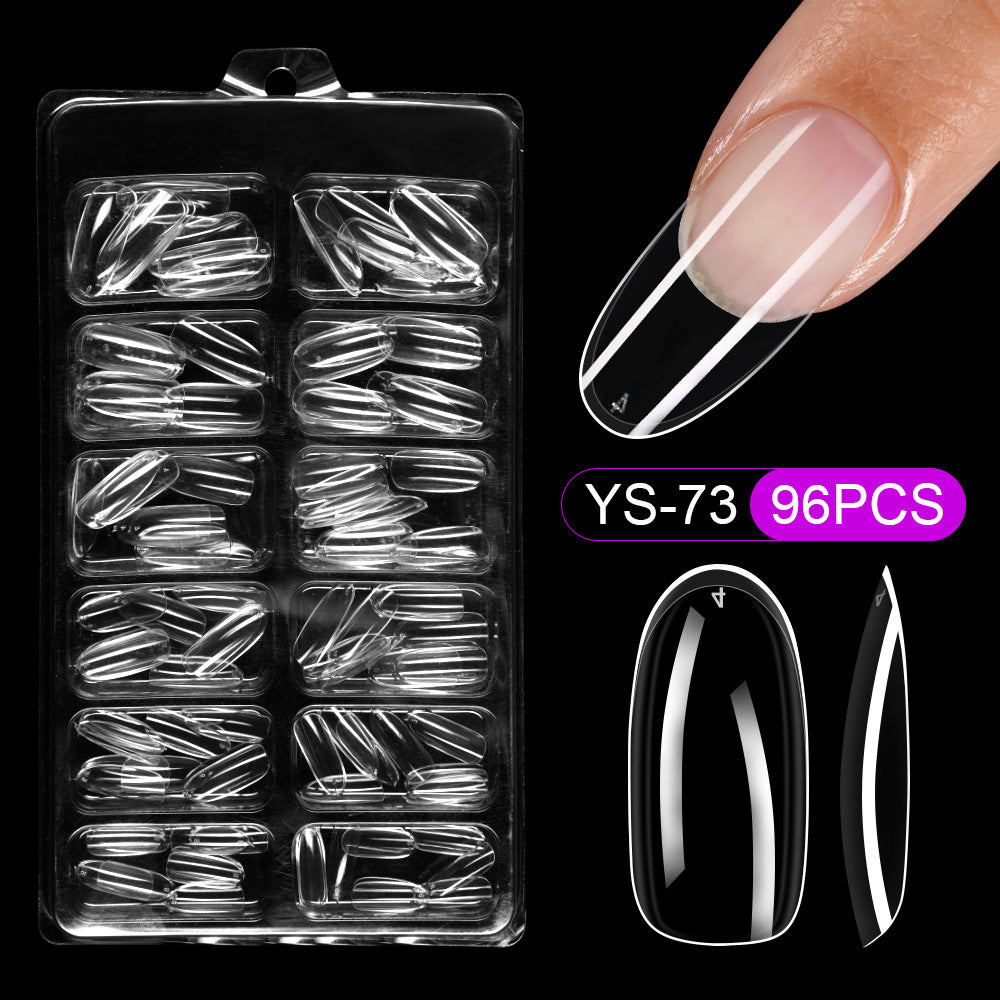 Nail Tips press on nails pads 96 pieces seamless ultra-thin almond fake nail patches removable fully transparent matte extended manicure
