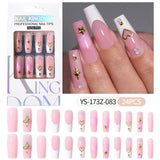 Press on nails fake nail patch extension nail Spice Girl medium rectangle removable 24 pieces with drill manicure