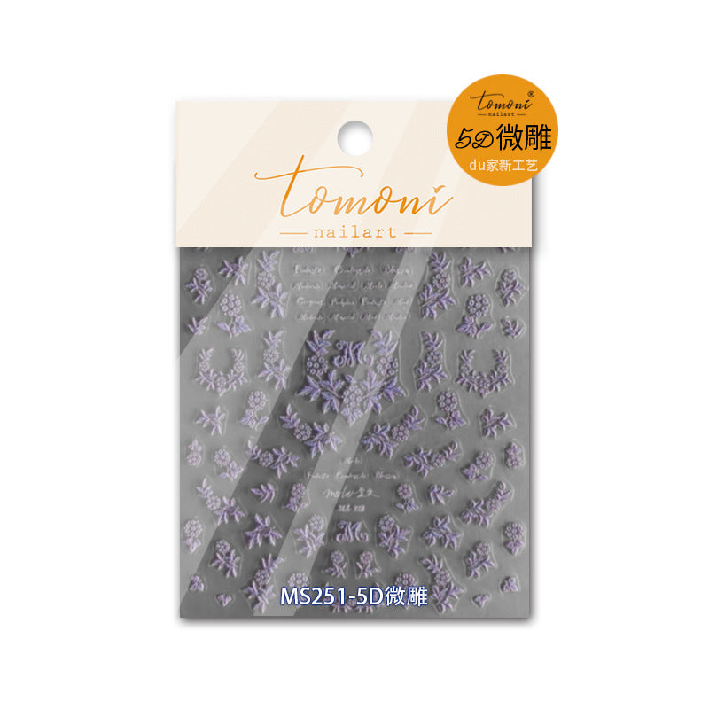 365nails: "5D Embossed White Grape & Vine" – Nail Art Stickers