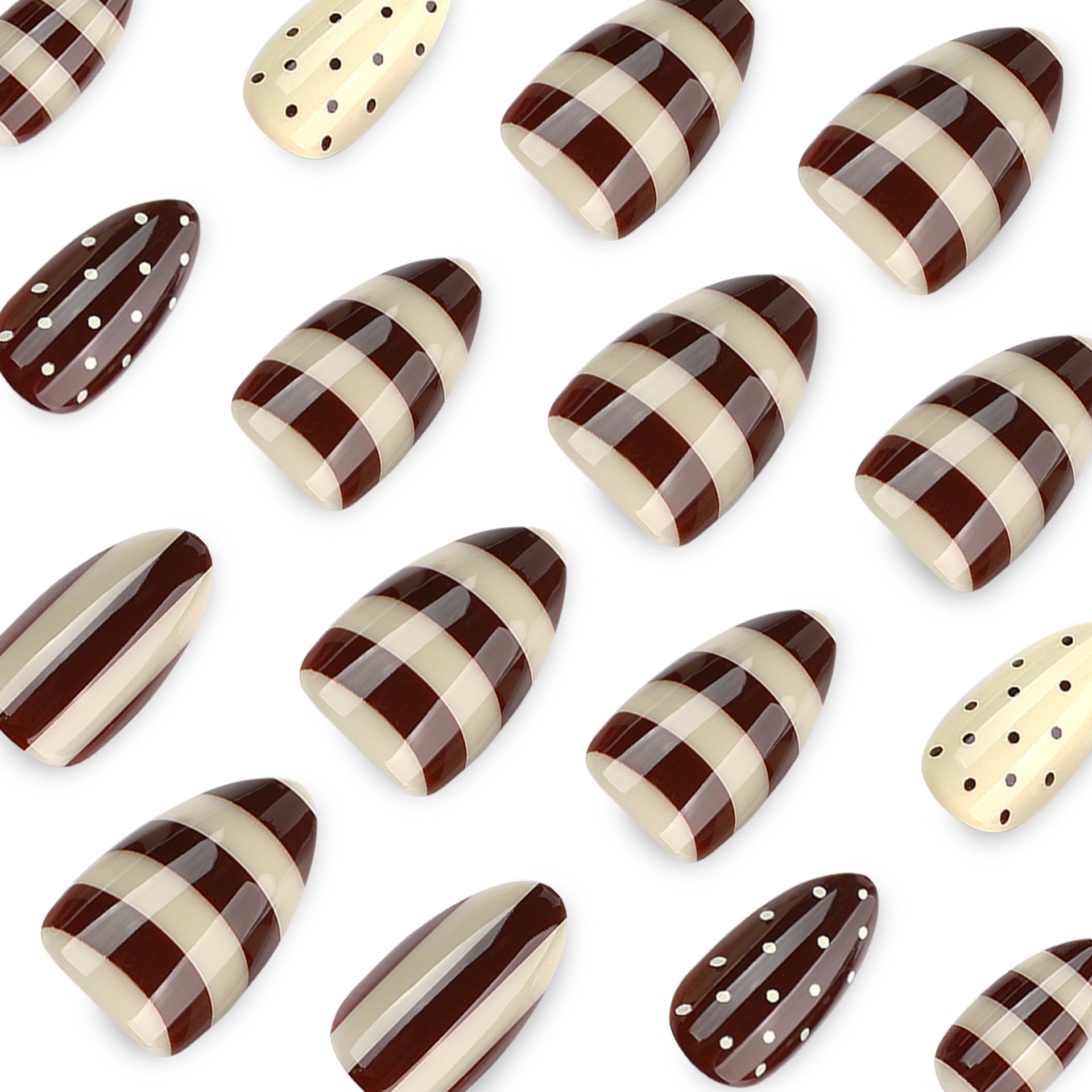Lefan cross-border hot-selling polka dot wearable nail nails, European and American export striped fake nails, nail tips, wearable nail tips