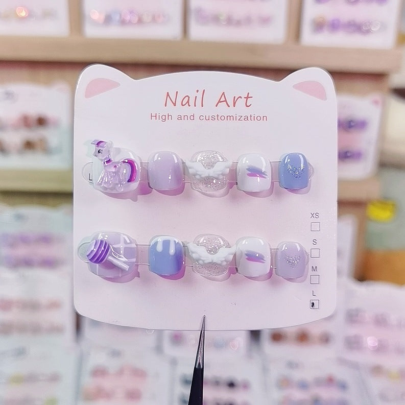Pony Poly Purple Moon Kids Press On Nails Set