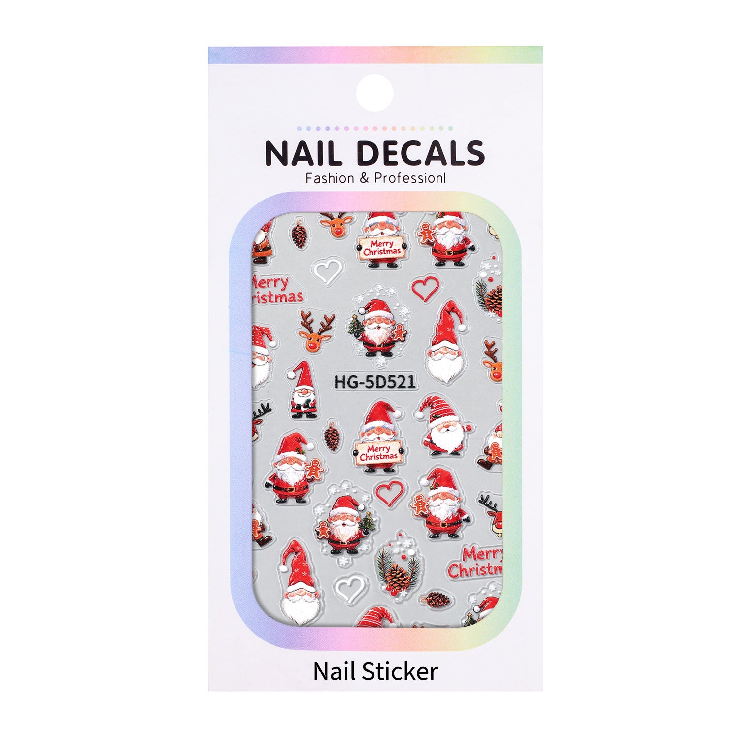 Original Christmas nail sticker 5D relief three-dimensional happy Christmas atmosphere elements DIY nail sticker HG model